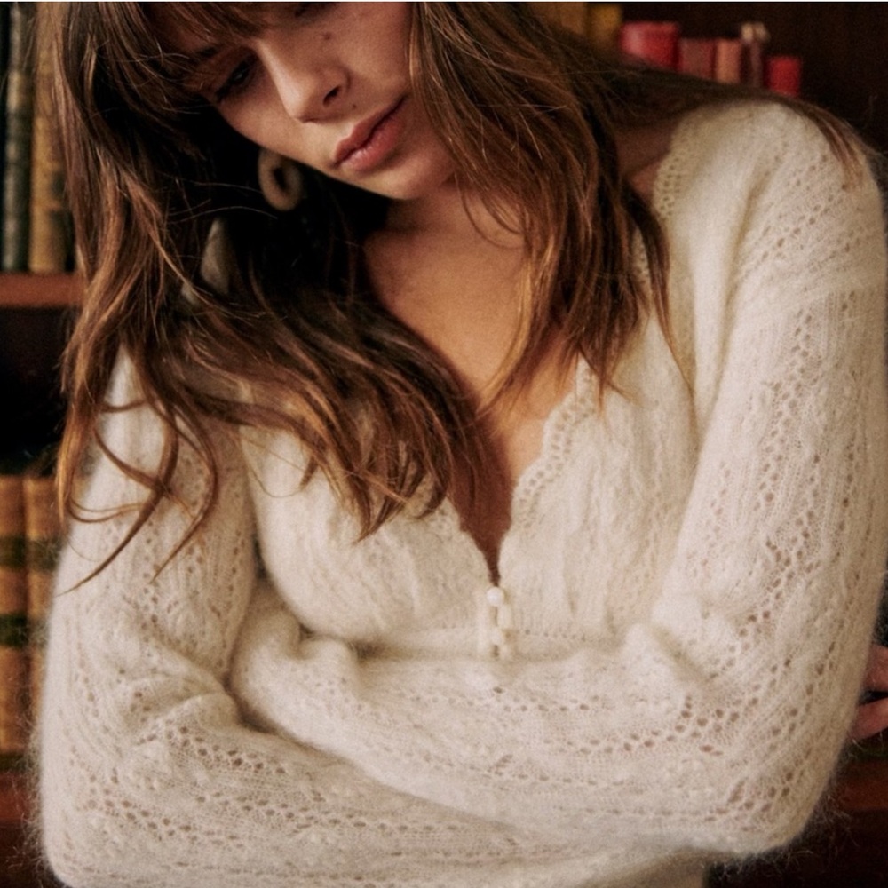 NWT sold out Sezane Suzanne Jumper in Ecru ~ XS